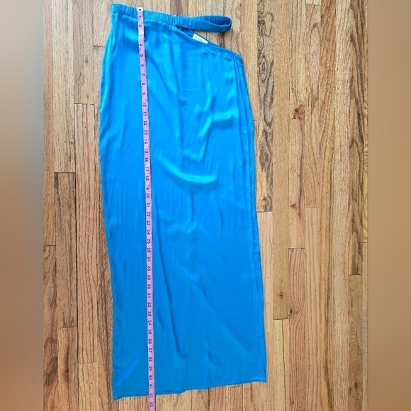 Camila Coelho Lilly Maxi Skirt In Aqua Satin Size Small Cutout Hip Back Slit - Picture 8 of 8